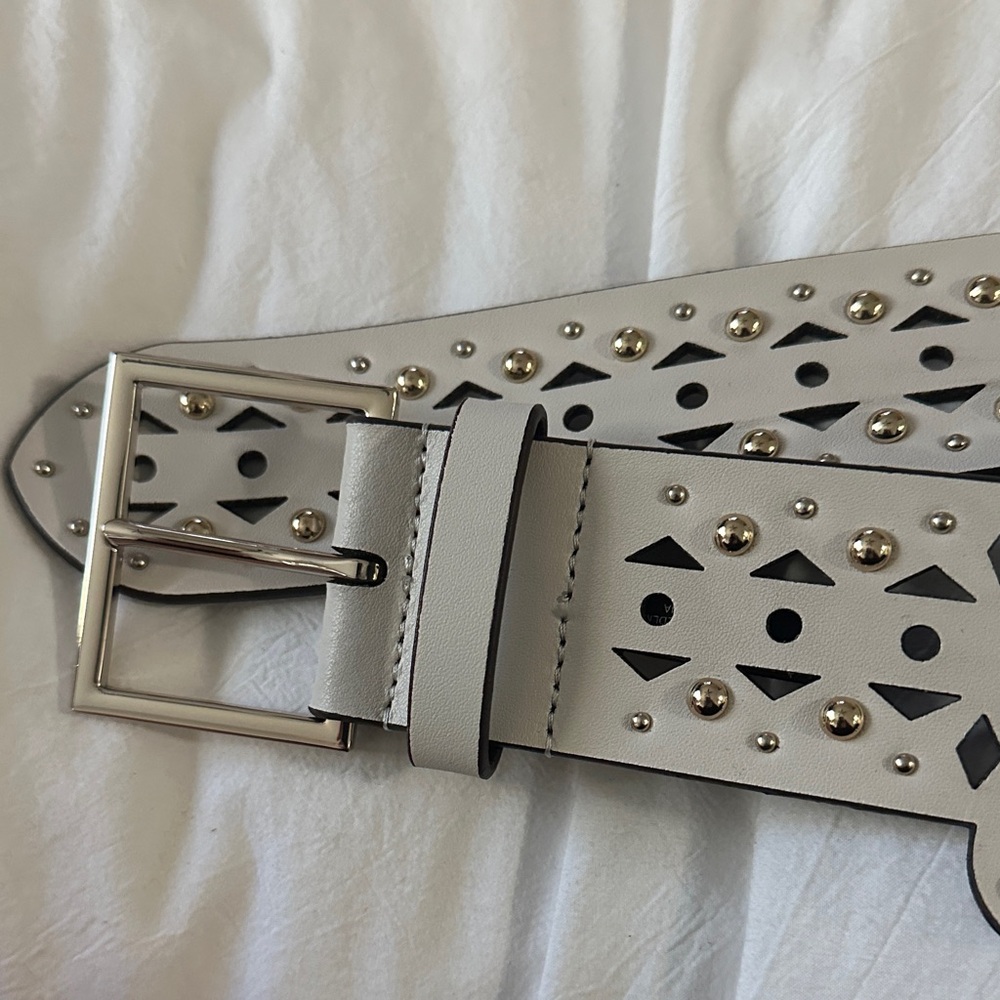BCBGMaxAzria White Studded Women's Belt